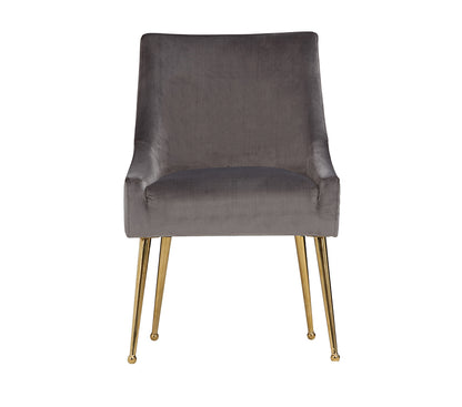 Modrest Castana Modern Grey Velvet and Gold Dining Chair