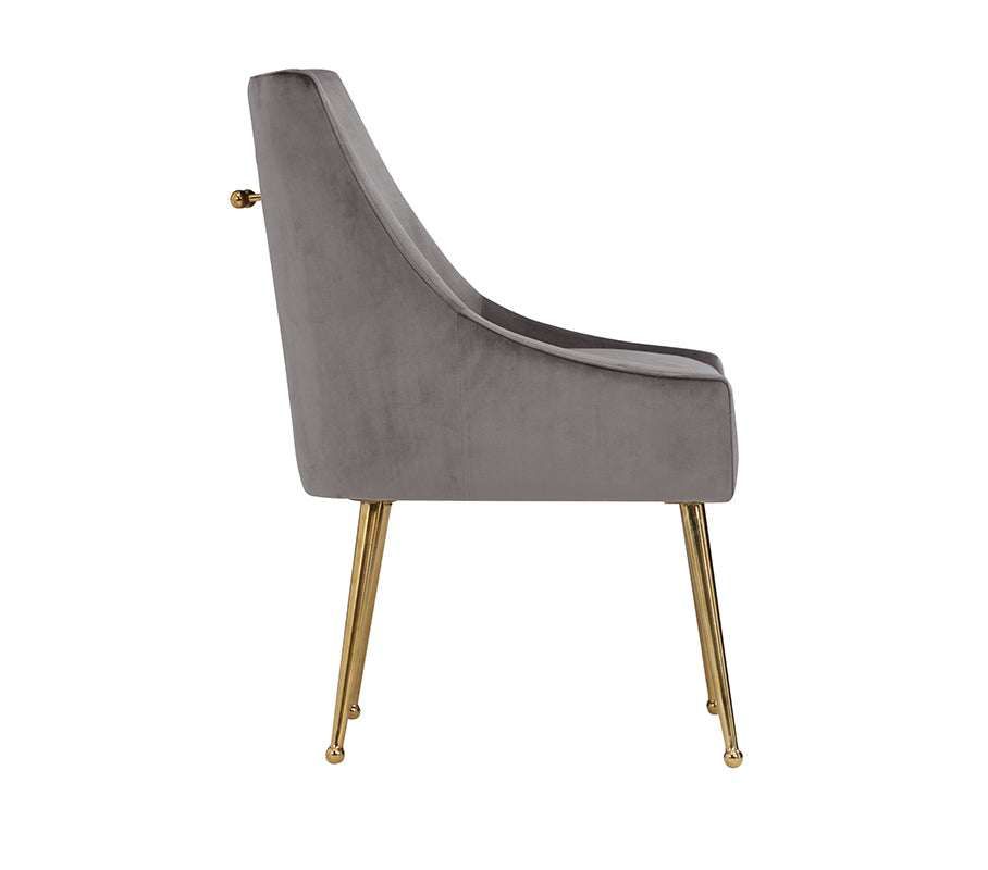 Modrest Castana Modern Grey Velvet and Gold Dining Chair