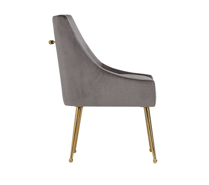 Modrest Castana Modern Grey Velvet and Gold Dining Chair