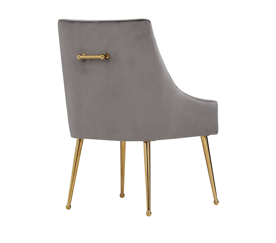 Modrest Castana Modern Grey Velvet and Gold Dining Chair