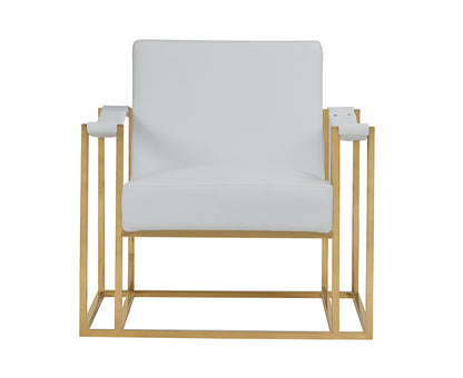 Modrest Larson Modern White Leatherette and Gold Accent Chair