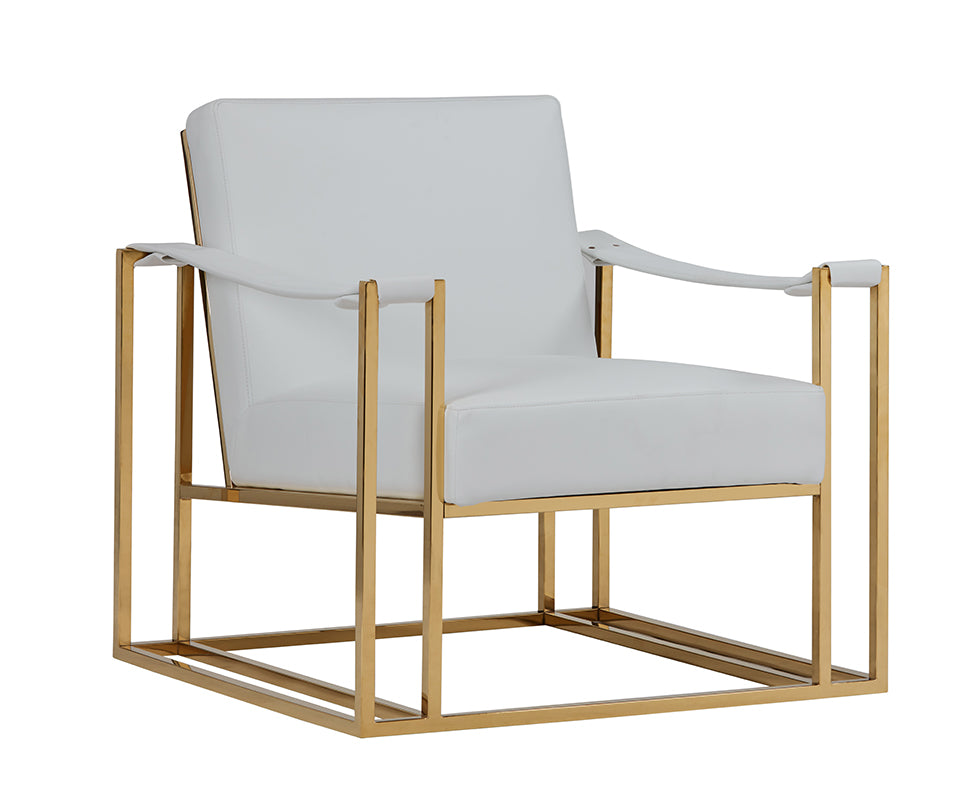 Modrest Larson Modern White Leatherette and Gold Accent Chair