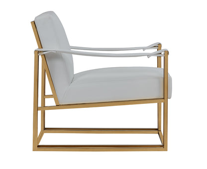 Modrest Larson Modern White Leatherette and Gold Accent Chair