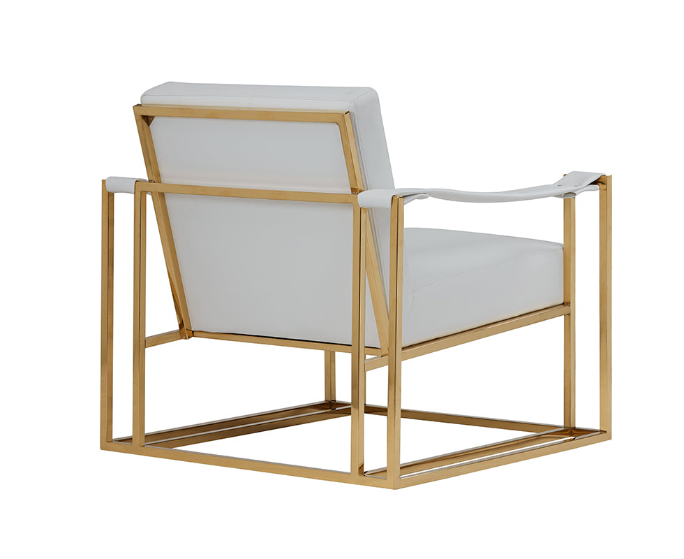 Modrest Larson Modern White Leatherette and Gold Accent Chair