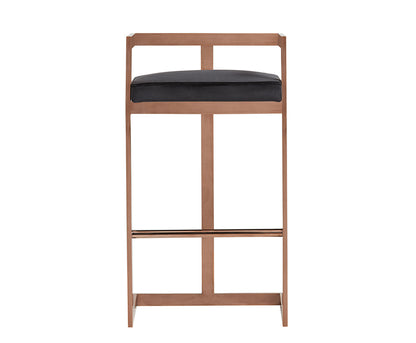 Modrest Halifax Modern Black Velvet and Rosegold Bar Stool