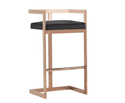 Modrest Halifax Modern Black Velvet and Rosegold Bar Stool
