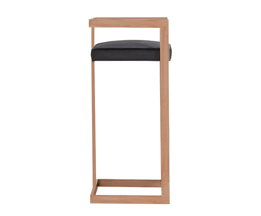 Modrest Halifax Modern Black Velvet and Rosegold Bar Stool