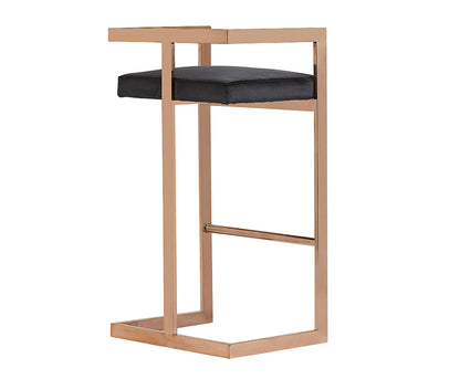 Modrest Halifax Modern Black Velvet and Rosegold Bar Stool