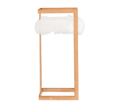 Modrest Halifax Modern White Faux Fur and Rosegold Bar Stool