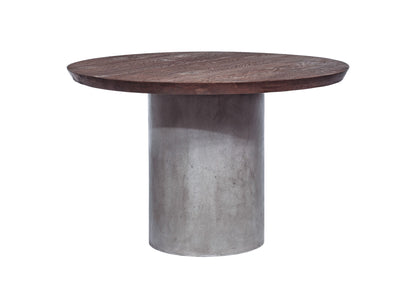 Modrest Renzo Modern Round Oak and Concrete Dining Table