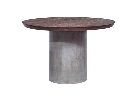 Modrest Renzo Modern Round Oak and Concrete Dining Table