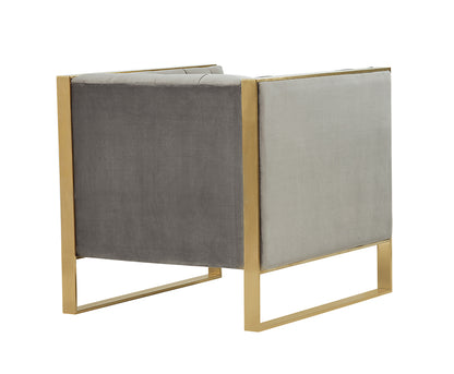 Divani Casa Carlos Modern Grey Velvet and Gold Accent Chair