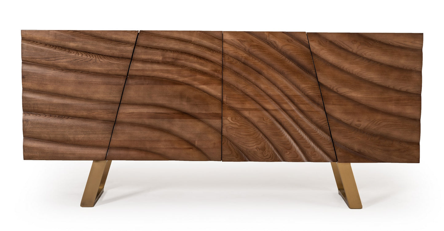 Modrest Finley Mid-Century Walnut and Gold Buffet