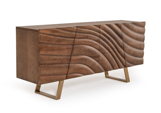 Modrest Finley Mid-Century Walnut and Gold Buffet