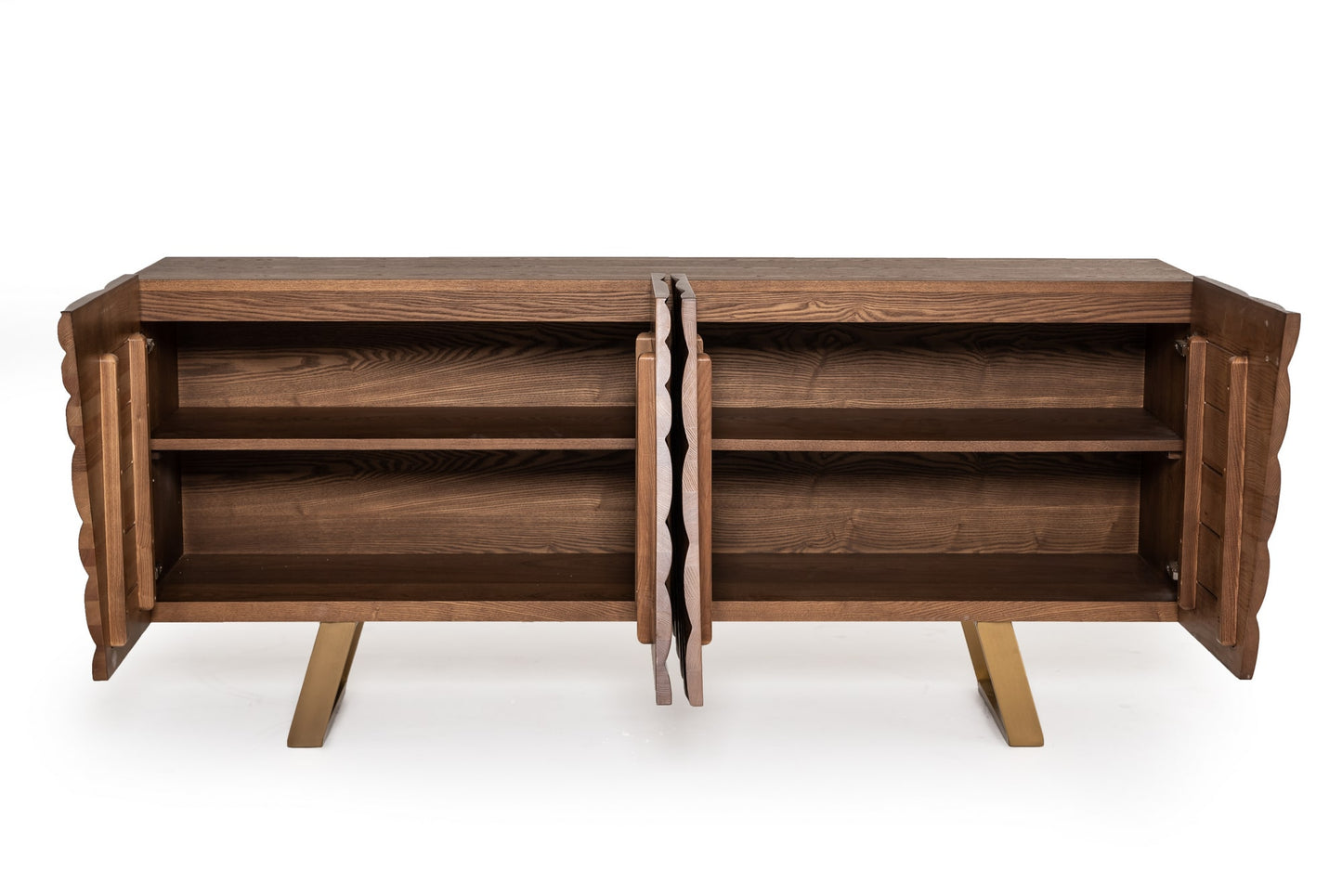 Modrest Finley Mid-Century Walnut and Gold Buffet