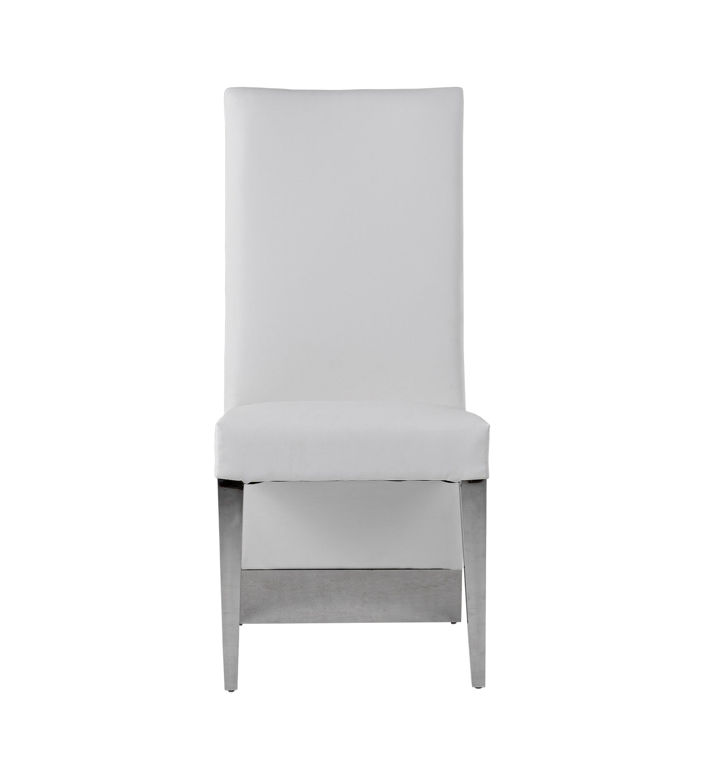 Modrest Kilson Modern White Leatherette and Stainless Steel Dining Chair