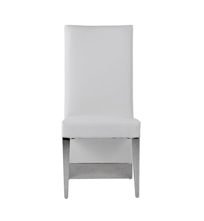 Modrest Kilson Modern White Leatherette and Stainless Steel Dining Chair