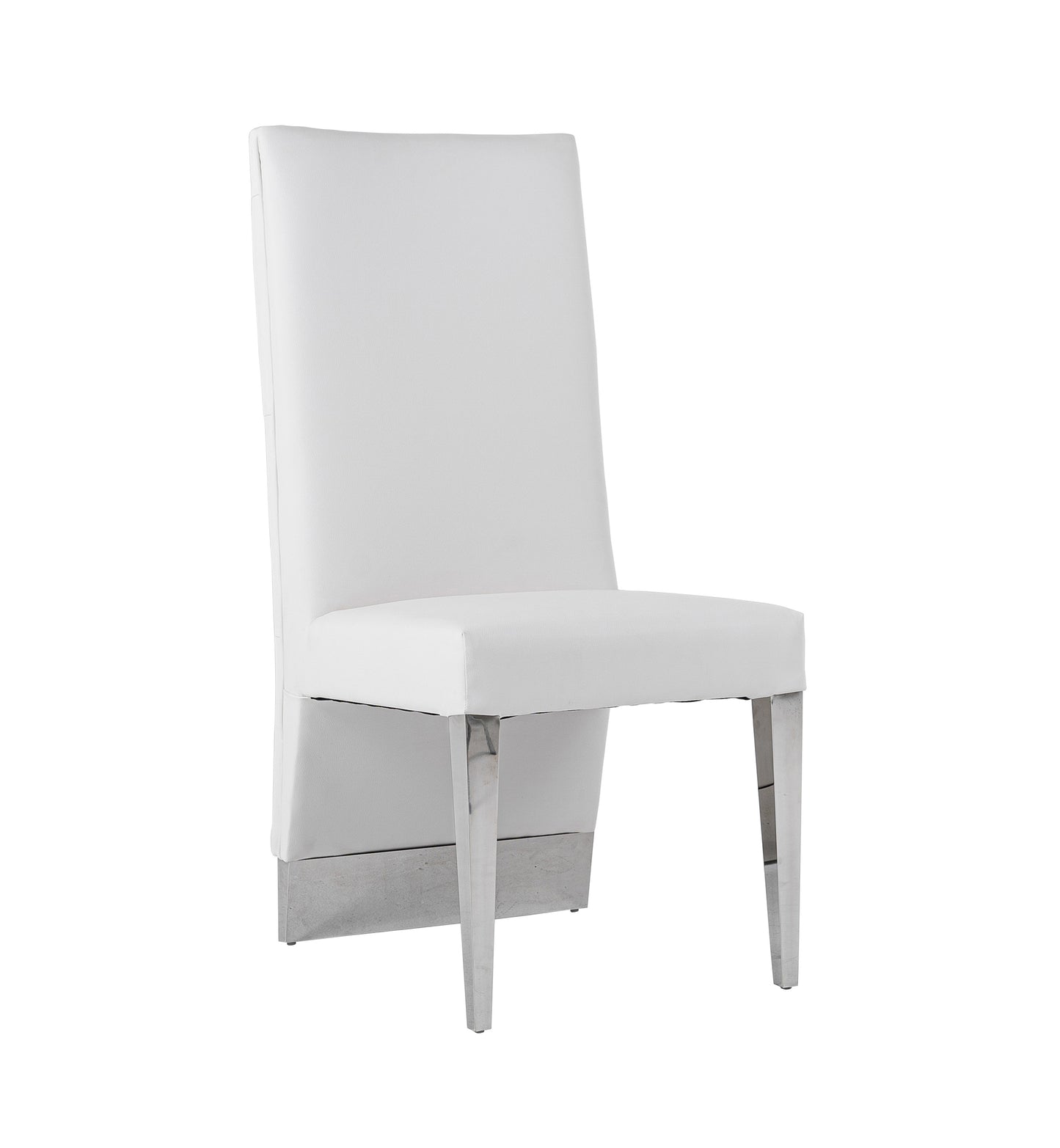 Modrest Kilson Modern White Leatherette and Stainless Steel Dining Chair
