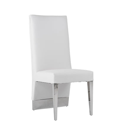 Modrest Kilson Modern White Leatherette and Stainless Steel Dining Chair