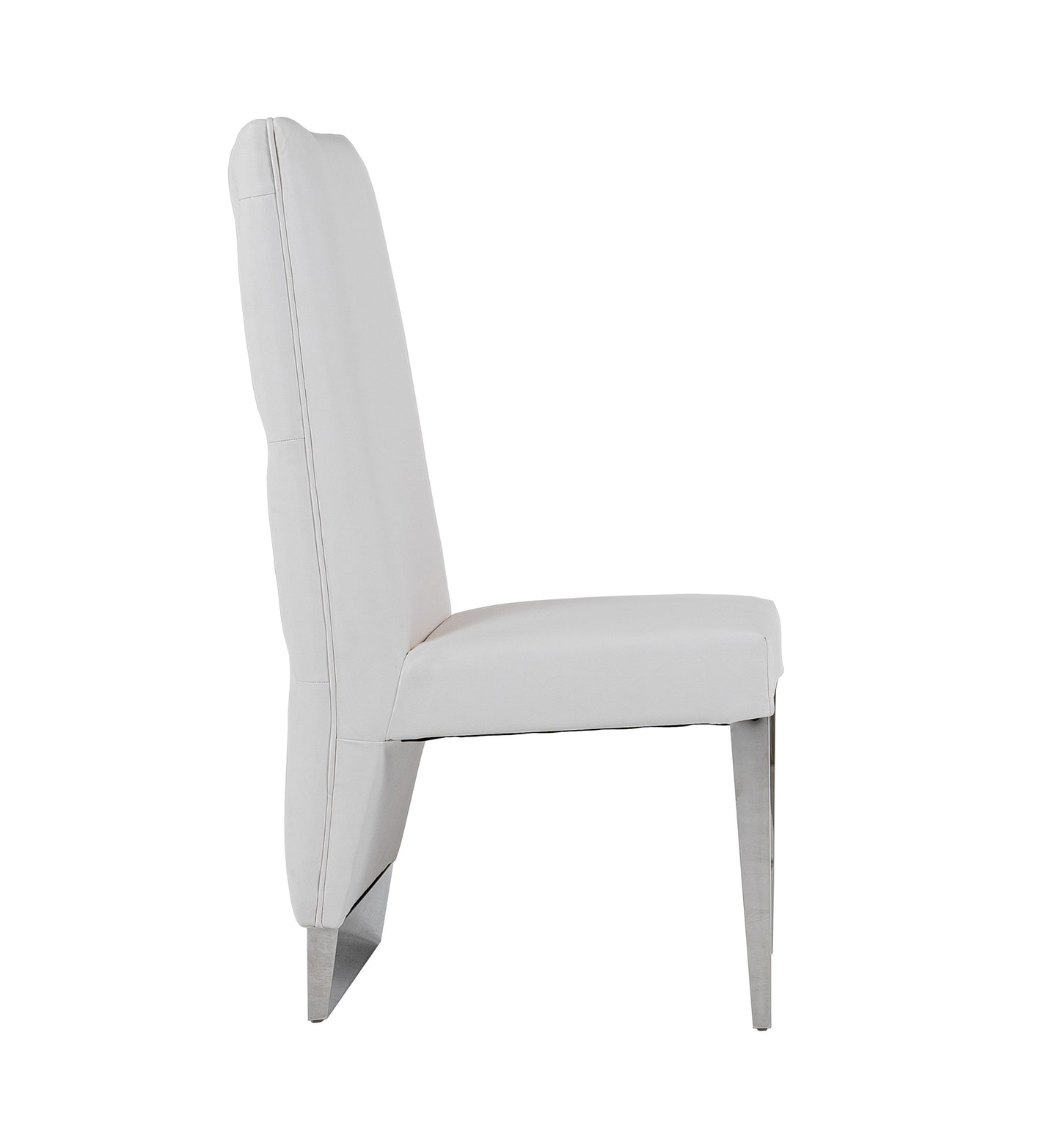 Modrest Kilson Modern White Leatherette and Stainless Steel Dining Chair