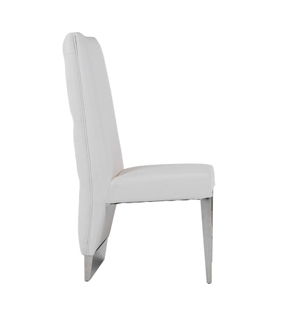 Modrest Kilson Modern White Leatherette and Stainless Steel Dining Chair