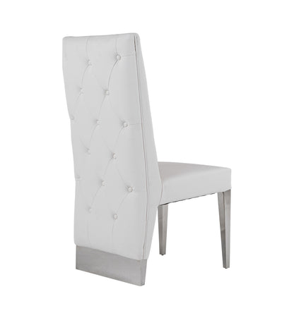 Modrest Kilson Modern White Leatherette and Stainless Steel Dining Chair