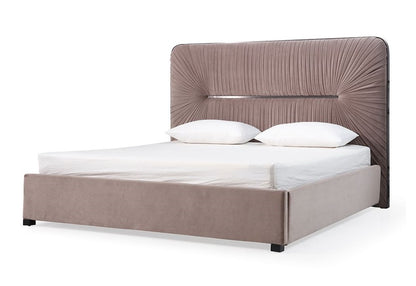 Modrest Duke Modern Grey Velvet and Black Gun Chrome Bed