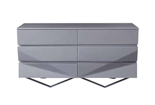 Modrest Duke Modern Grey and Black Gun Chrome Dresser