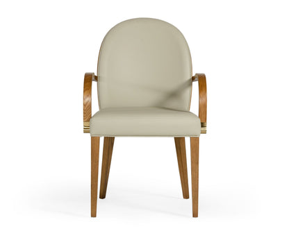 Modrest Rexford Modern Taupe and Walnut Dining Armchair