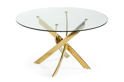 Modrest Pyrite Modern Round Glass Dining Table