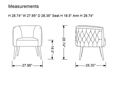 Modrest Bethel Modern Green Velvet Accent Chair