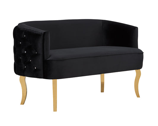 Divani Casa Fayette Modern Black Velvet and Gold Sofa