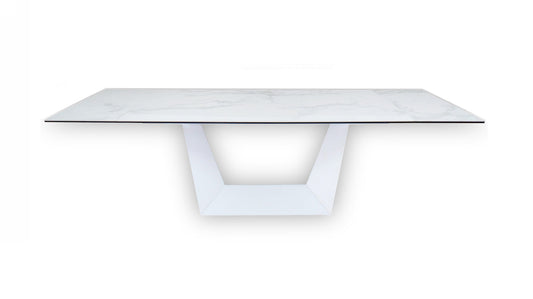 Modrest Baldwin Modern White Ceramic Extendable Dining Table
