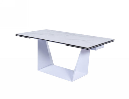 Modrest Baldwin Modern White Ceramic Extendable Dining Table