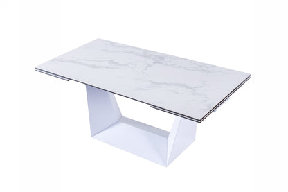 Modrest Baldwin Modern White Ceramic Extendable Dining Table