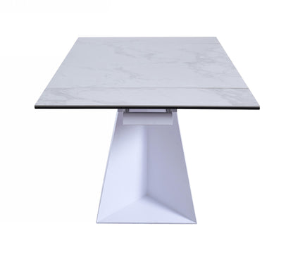 Modrest Baldwin Modern White Ceramic Extendable Dining Table