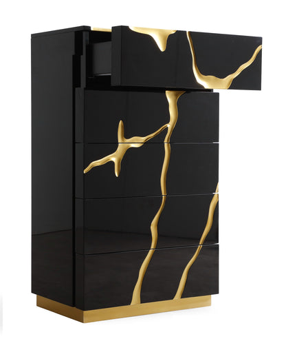 Modrest Aspen Modern Black and Gold Chest