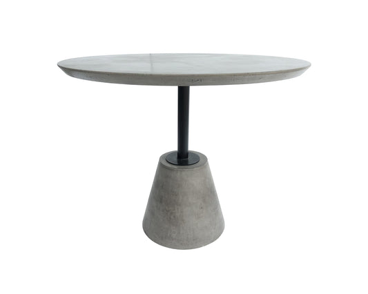 Modrest Nathrop Modern Grey Concrete and Black Metal Round Dining Table