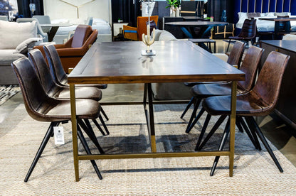 Modrest Shane Modern Acacia and Brass Dining Table