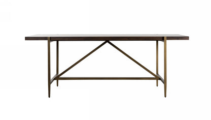Modrest Shane Modern Acacia and Brass Dining Table