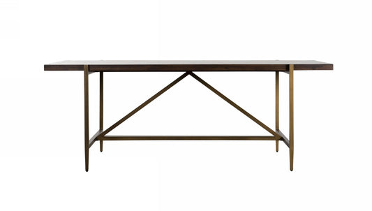 Modrest Shane Modern Acacia and Brass Dining Table