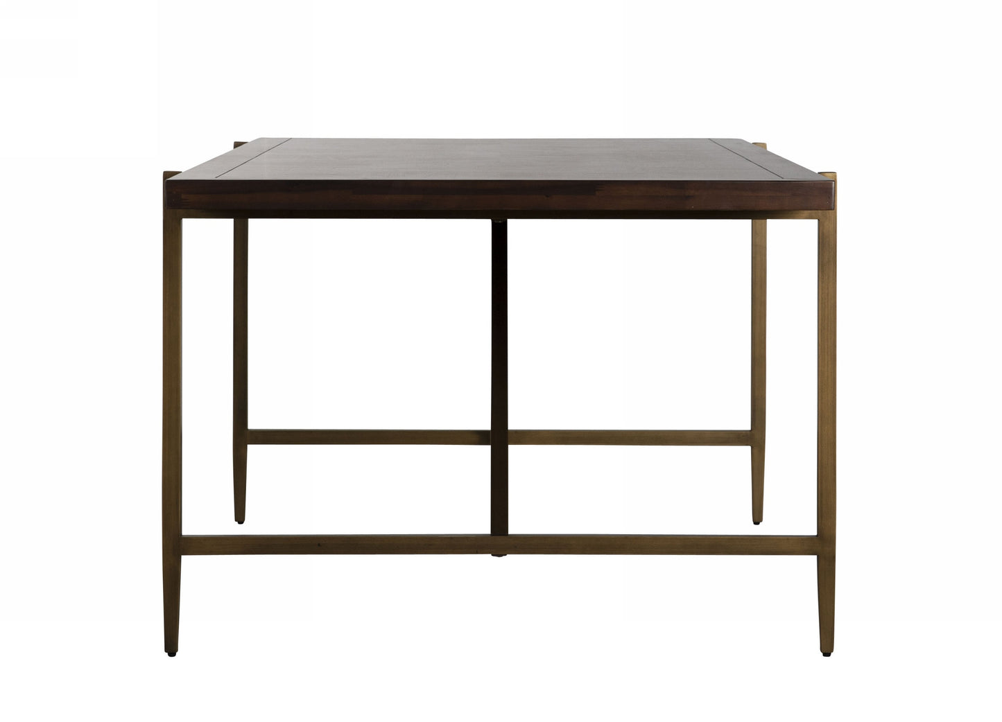 Modrest Shane Modern Acacia and Brass Dining Table