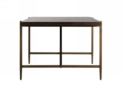 Modrest Shane Modern Acacia and Brass Dining Table