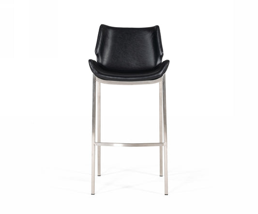 Modrest Dave Modern Black Eco-Leather Bar Stool