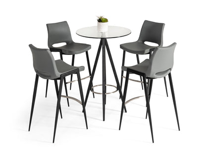 Modrest Dallas Clear Glass and Black Metal Bar Table