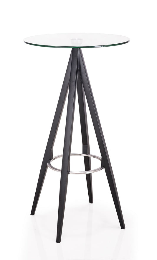 Modrest Dallas Clear Glass and Black Metal Bar Table
