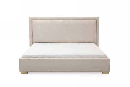 Modrest Corrico Off White Velvet Modern Bed
