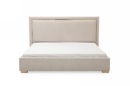 Modrest Corrico Modern Off White and Champagne Gold Bedroom Set