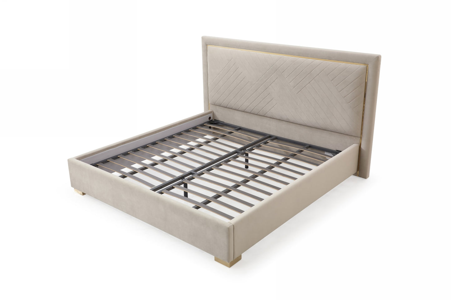 Modrest Corrico Off White Velvet Modern Bed