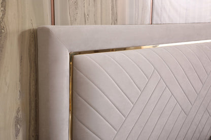 Modrest Corrico Off White Velvet Modern Bed